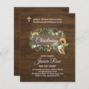 BUDGET Rustic Woodland Christening Invite Baptism