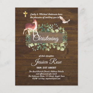 BUDGET Rustic Woodland Christening Invite Baptism Flyer