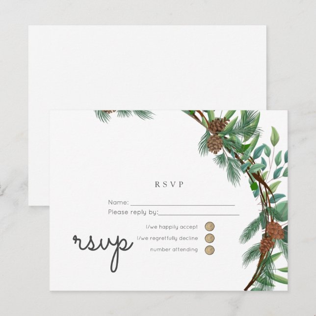Budget Rustic Woodland RSVP Wedding Invitation Postcard (Front/Back)