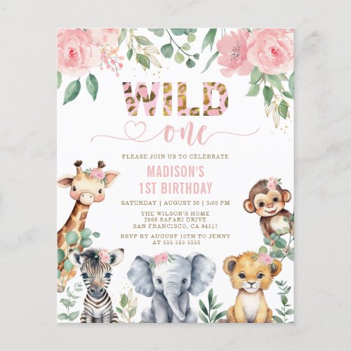 Budget Safari Animal Blush Floral Wild Birthday