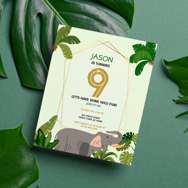 Budget Safari Animal Elephant Birthday Invitation (Creator Uploaded)