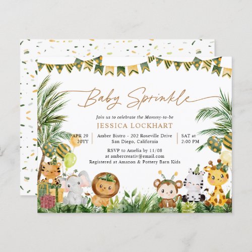 Budget Safari Animals Baby Sprinkle Invitation