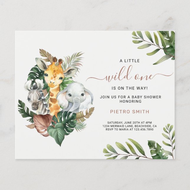 Budget Safari Animals Boy Baby Shower (Front)
