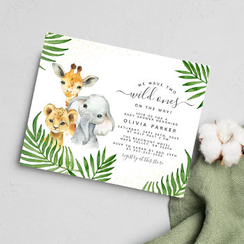 Budget Safari Animals Two Wild Ones Baby Shower by Cali_Graphics at Zazzle