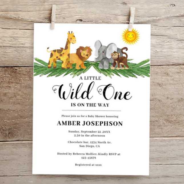 Budget Safari Animals Wild One Baby Shower Invite (Creator Uploaded)