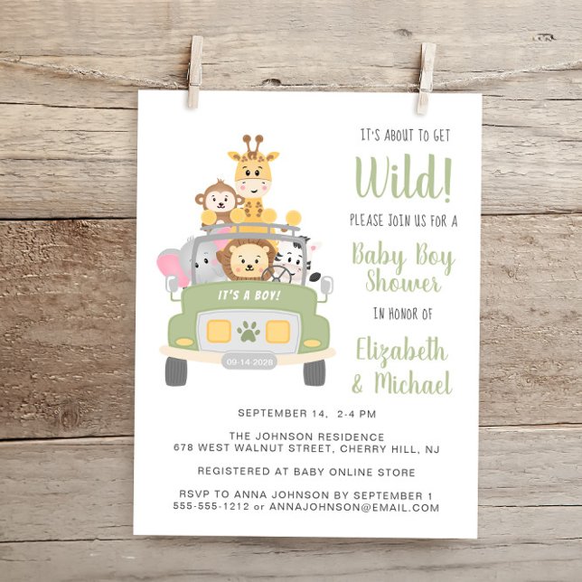 Budget Safari Baby Boy Couples Shower Invitation (Creator Uploaded)