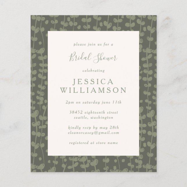 Budget Sage Botanical Greenery Bridal Shower (Front)