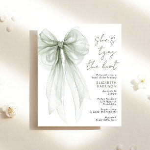 Budget Sage Bow Watercolor Bridal Shower Invite
