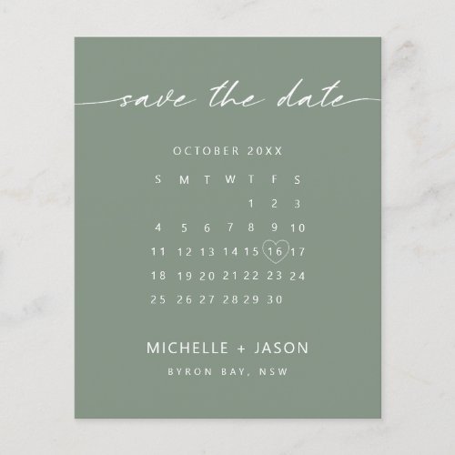 BUDGET sage calendar Save the Date Invitation Flyer