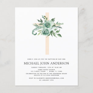 Budget Sage Eucalyptus Baptism Greenery Invitation Flyer