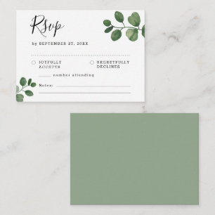 BUDGET Sage Eucalyptus RSVP Wedding Note Card