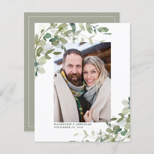 Budget Sage Eucalyptus Wedding Photo Save the Date