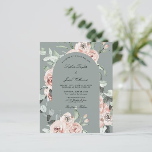 Budget Sage Floral Eucalyptus Wedding Invitation