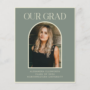 Budget Sage Green 2 Photo Graduation Announcement