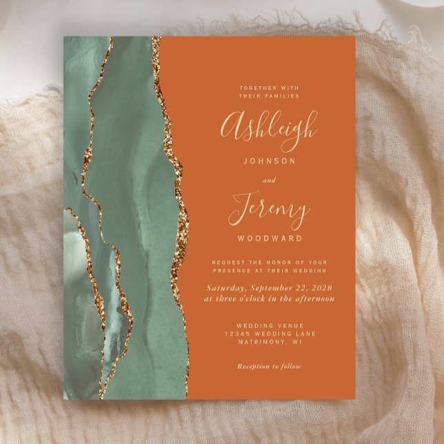 Budget Sage Green Agate Burnt Orange Wedding (Creator Uploaded)