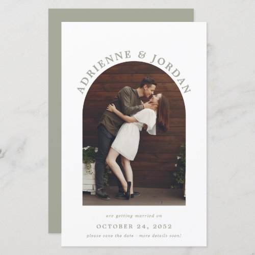 BUDGET Sage Green Arch Photo Save the Date