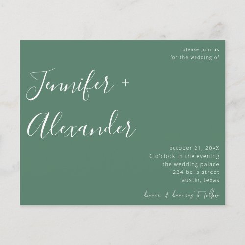 Budget Sage Green Calligraphy Photo Wedding Flyer