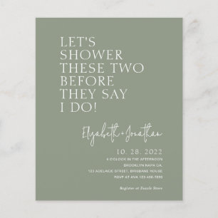 Budget Sage Green Couple Shower Invitation