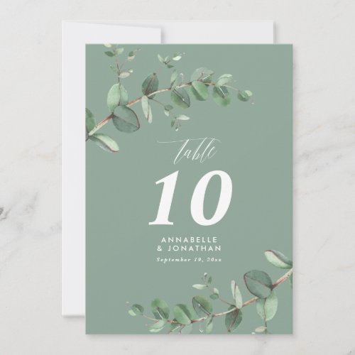 Budget sage green eucalyptus elegant wedding table invitation