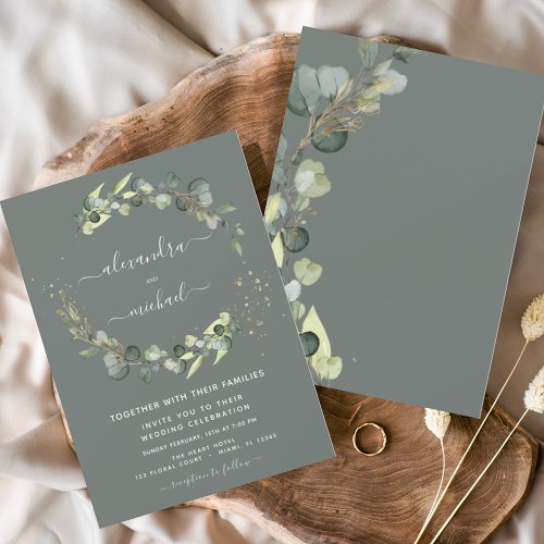 Budget Sage Green Eucalyptus Wedding Invitations Flyer