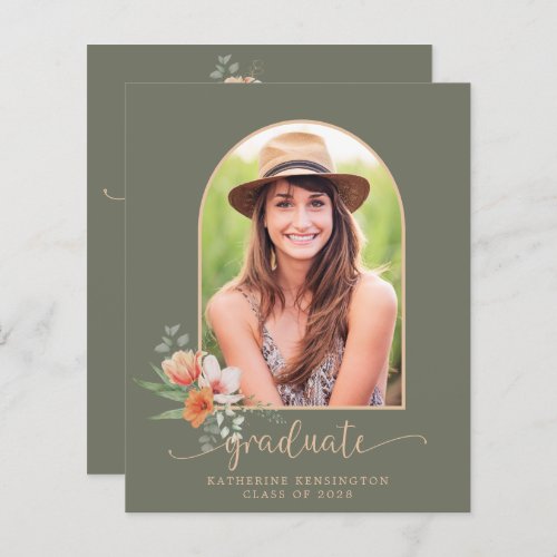 Budget  Sage Green Floral Arch Photo Graduation