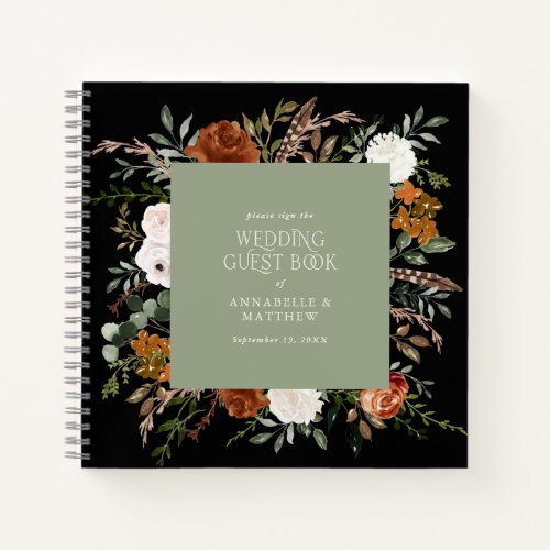 Budget sage green floral wedding guest book rustic