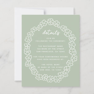 Budget Sage Green Floral Wreath Wedding Details