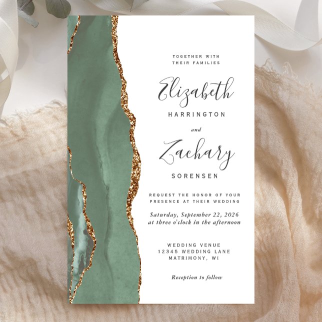 Budget Sage Green Gold Agate Wedding (Creator Uploaded)