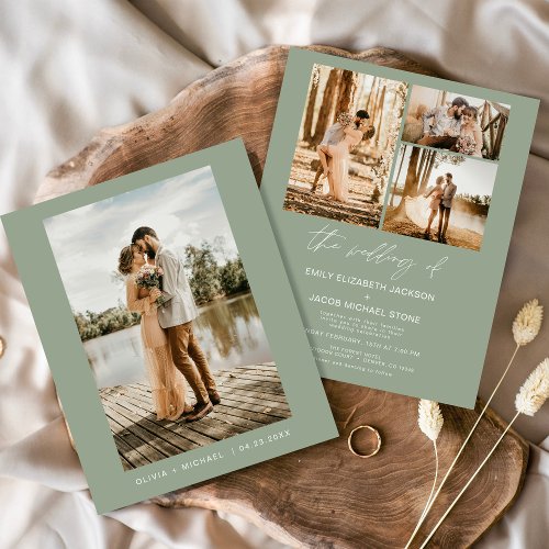 Budget Sage Green Minimalist Photo Wedding 