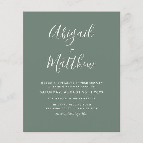 Budget Sage Green Minimalist Wedding Invitation Fl Flyer