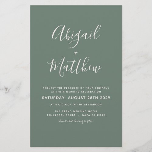 Budget Sage Green Minimalist Wedding Invitation Flyer