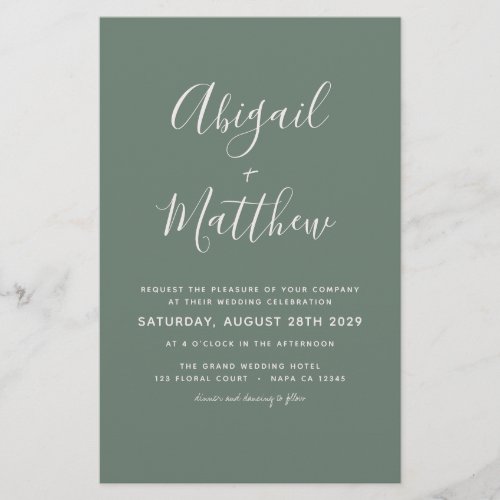 Budget Sage Green Modern Photo Wedding Invitation  Flyer