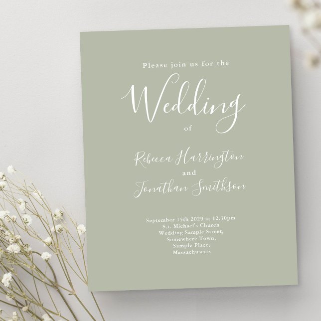 Budget Sage Green Modern Wedding RSVP Invitation (Creator Uploaded)
