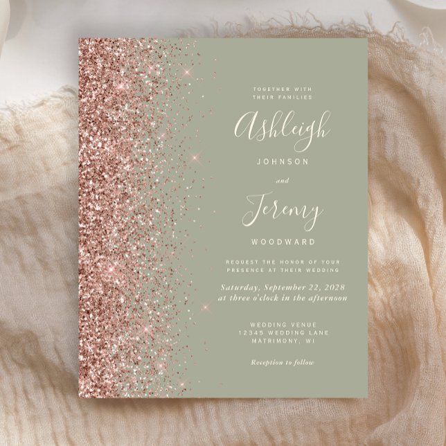 Budget Sage Green Rose Gold Glitter Wedding (Creator Uploaded)