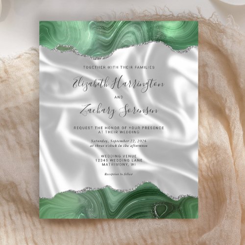 Budget Sage Green Silver Agate White Silk Wedding