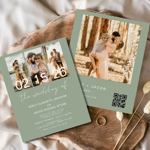 Budget Sage Green The Wedding of Photo QR code