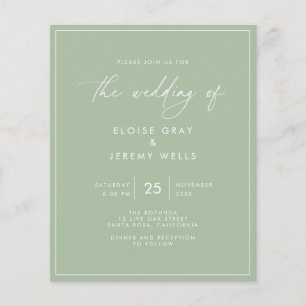 Budget Sage Green Wedding Invitation  Flyer
