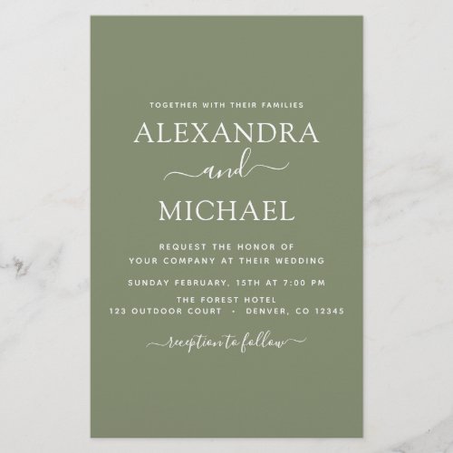 Budget Sage Green Wedding Modern Typography