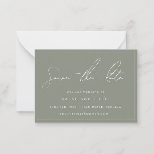 BUDGET Sage Green Wedding Save The Date Invitation