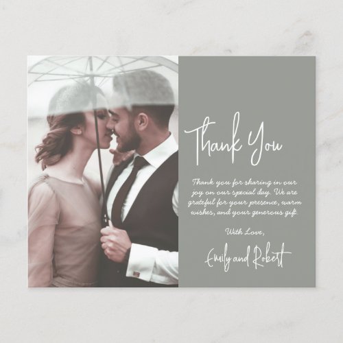 Budget Sage Green Wedding Thank You Photo Card