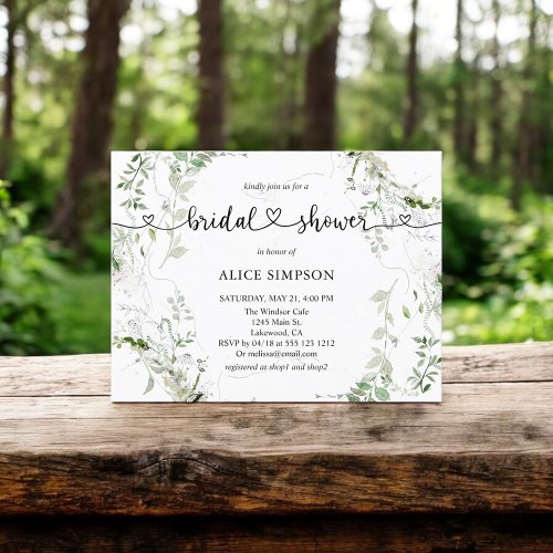 Budget Sage Greenery Botanical Bridal Shower Invitation Postcard