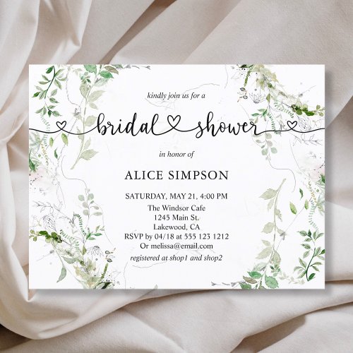 Budget Sage Greenery Botanical Bridal Shower Invitation Postcard
