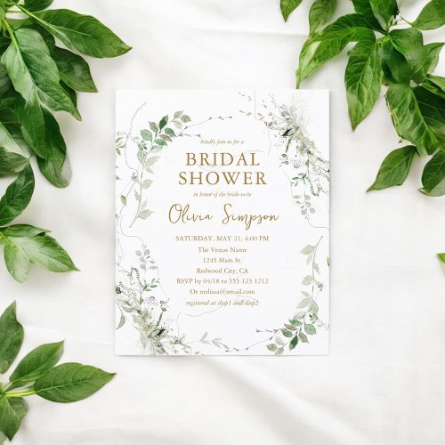 Budget Sage Greenery Bridal Shower Flyer