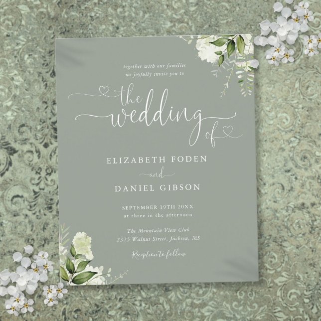 Budget Sage Greenery Script Wedding Invitation (Budget Sage Greenery Script Wedding Invitation)