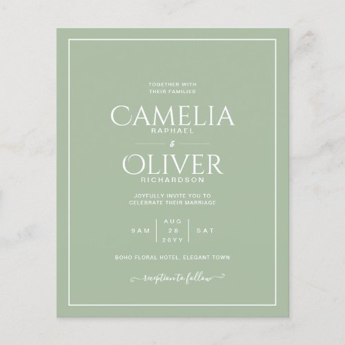 BUDGET Sage MONOCHROME Wedding Flyer