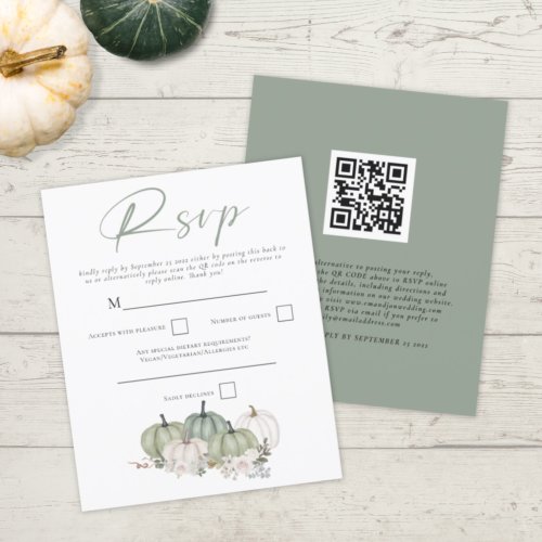 Budget Sage Pumpkins QR Code Wedding RSVP