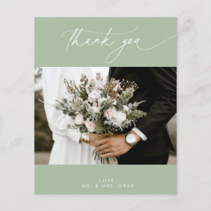 BUDGET Sage Wedding Photo Thank You Card Flyer