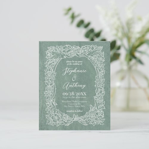 Budget Sage White Floral Wedding Invitation