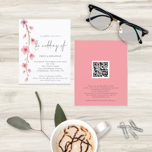 Budget Sakura QR Code Wedding Invitation