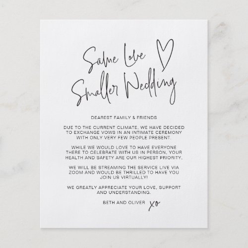 Budget Same Love Smaller Wedding Announcement Flyer